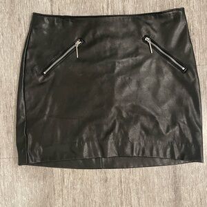 H&M Black Faux Leather Mini Skirt with Zipper Details